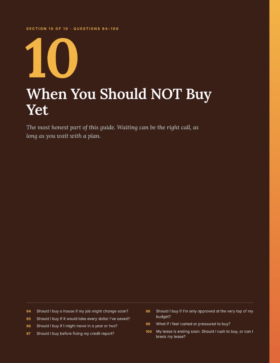 Page 71: Section 10 cover, When You Should NOT Buy Yet